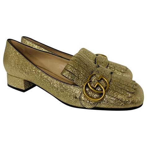 gucci marmont flats gold.